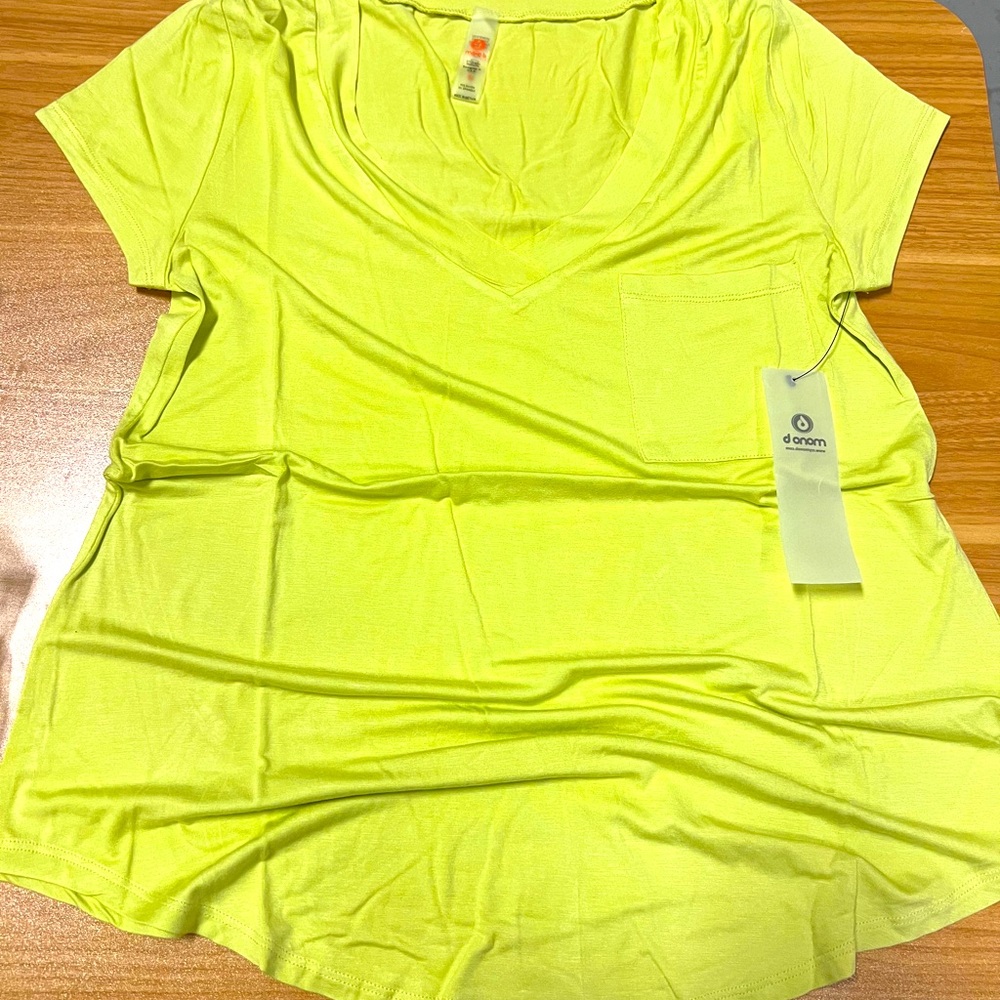 Mono B Neon Yellow V-Neck Tee